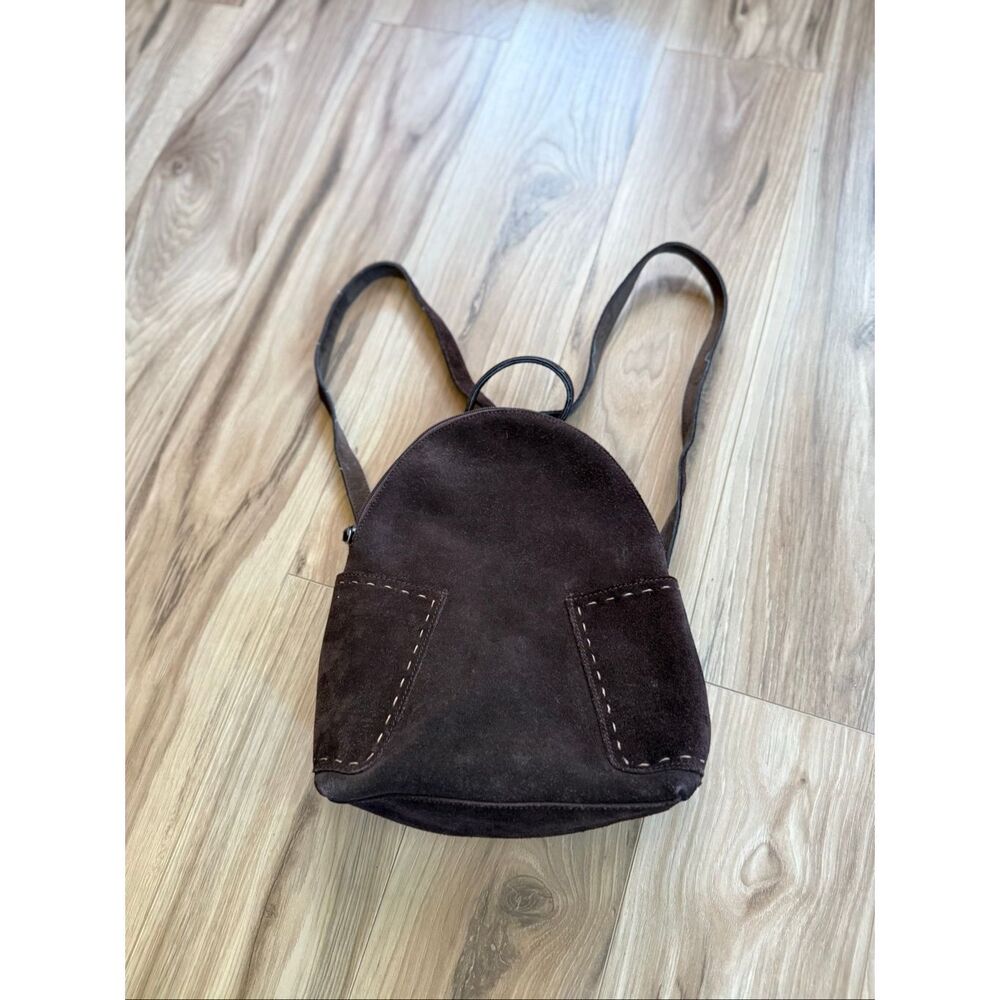 Vintage Y2K Gap Womens chocolate Brown Adjustable Straps Suede Mini Backpack Pur